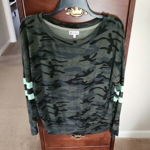 Sundry Green Camouflage Sweater